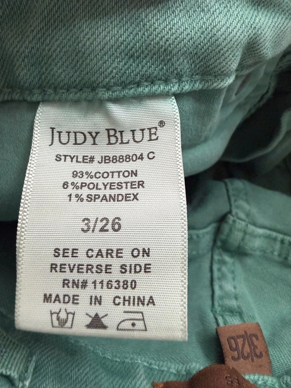 Judy Blue Straight Leg Flare Sea Green Jeans size 26 - Picture 6 of 7